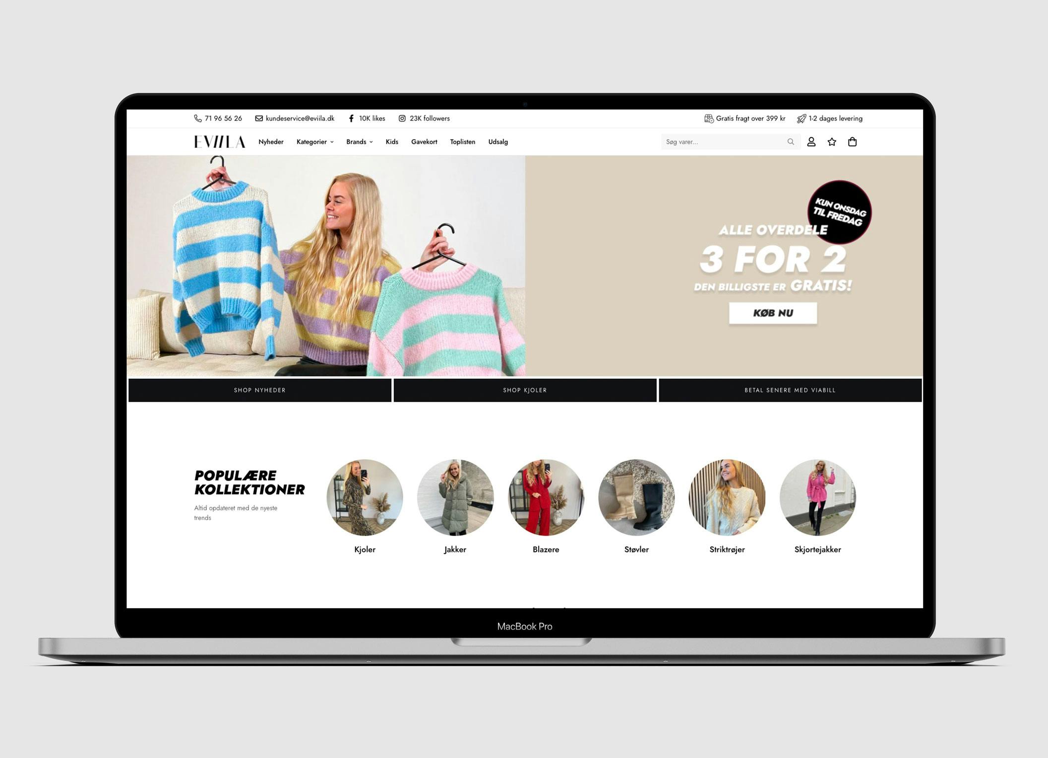 Webshop med salg af tøj - Omsætning 2021 på 9.400.000 kr. - 1600 anmeldelser på Trustpilot en score på 4,8 stjerner.