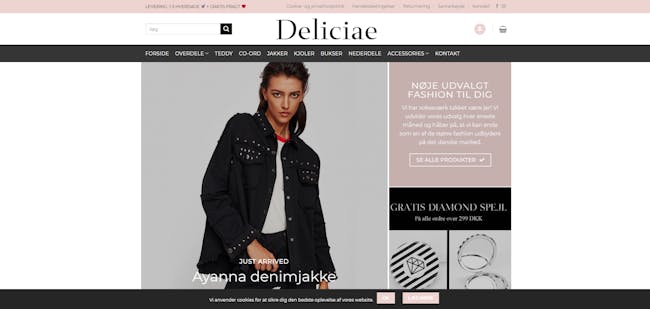 Moderne B2C tøj webshop - Deliciae.dk 11.000 kroner første måned.