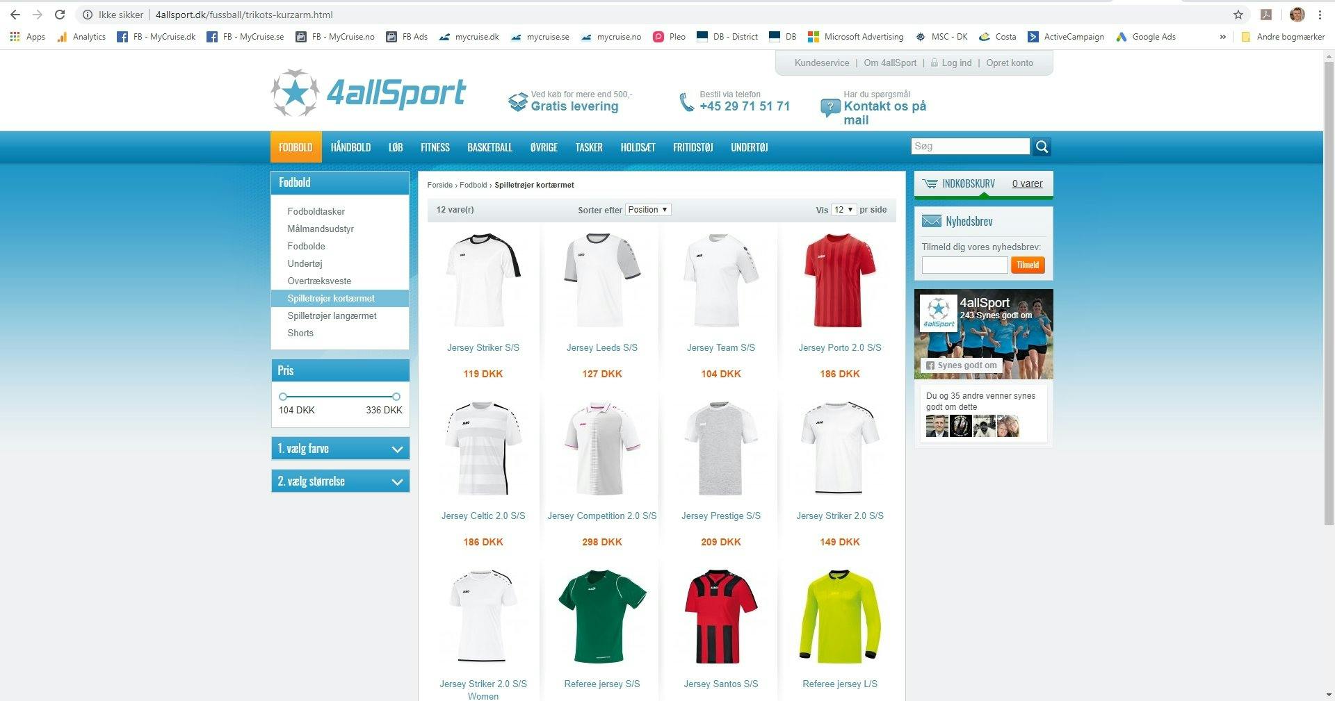Magento webshop med JAKO sportstøj på til salg - Saxis