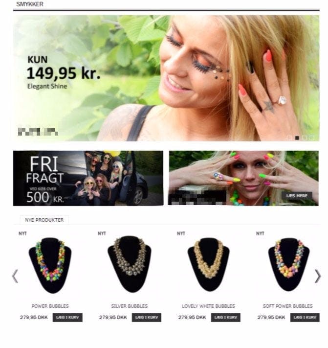 & indbydende webshop, salg feminine smykker