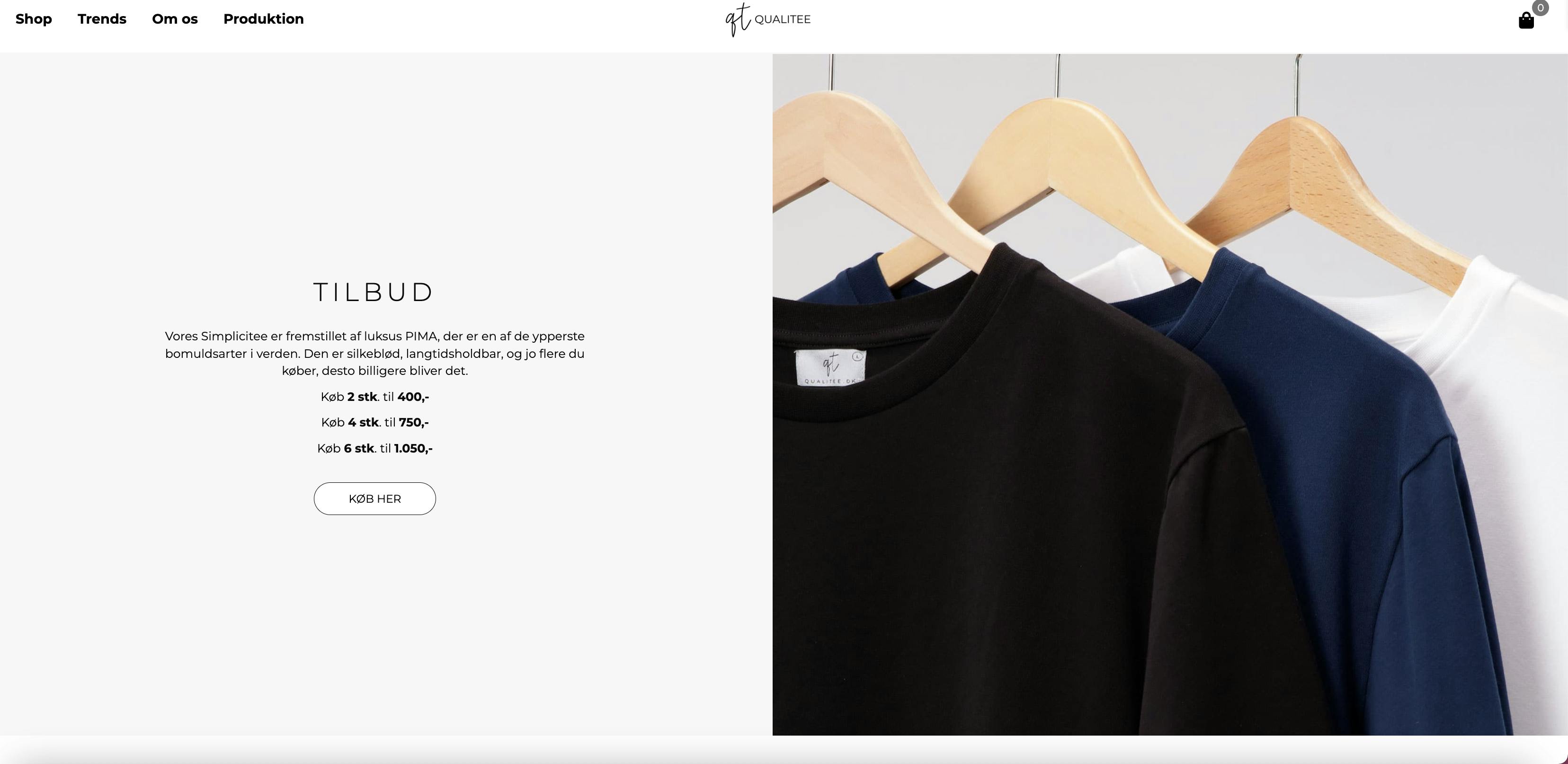 Fuld funktionel webshop til - Online salg af kvalitets t-shirts - leverandør i
